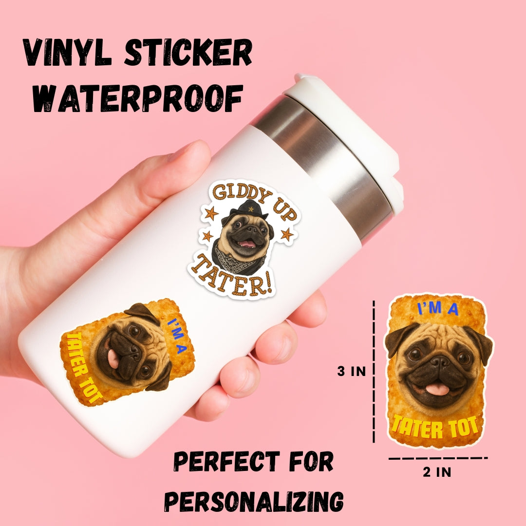 Tater the Pug Vinyl Sticker Pack - Set of 7