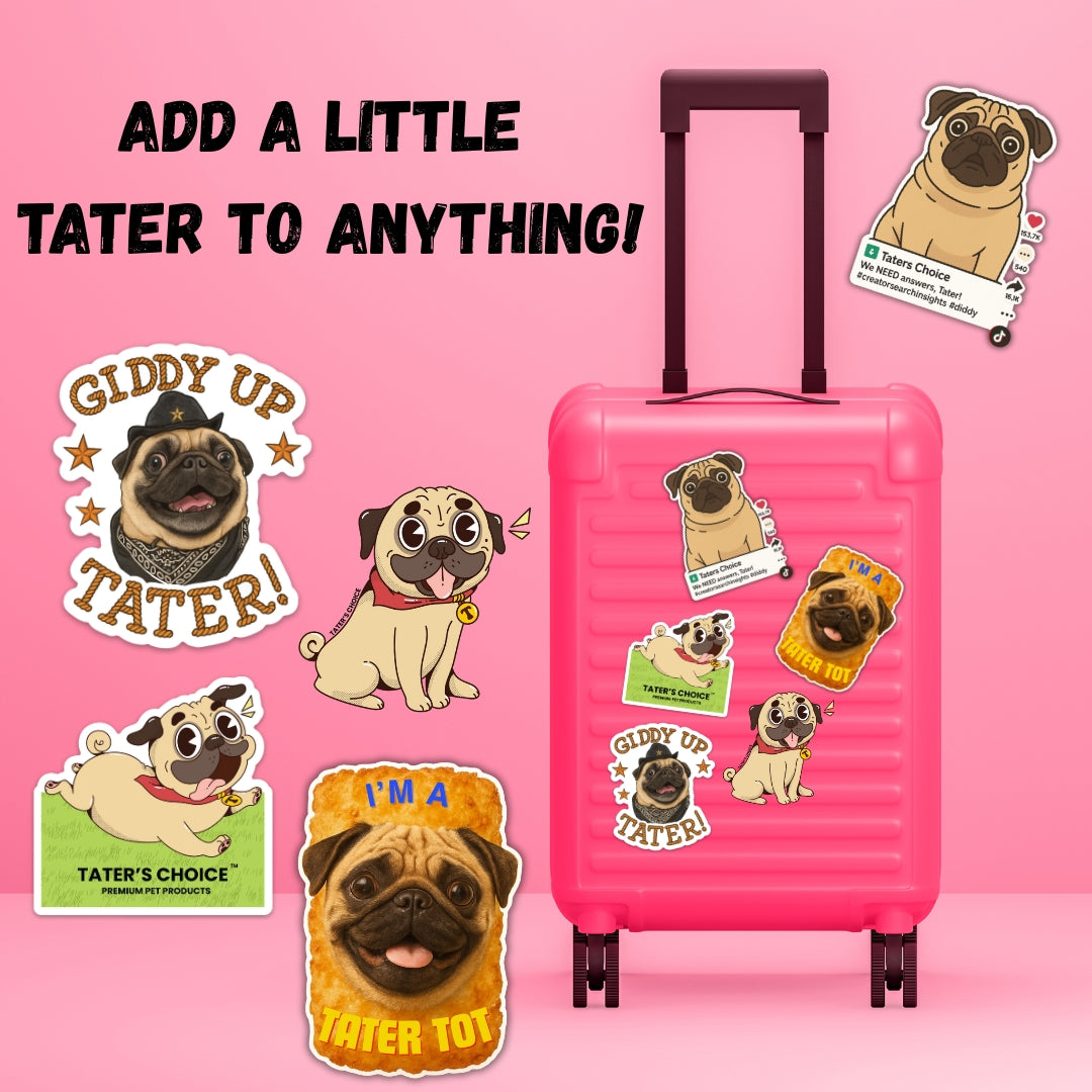 Tater the Pug Vinyl Sticker Pack - Set of 7